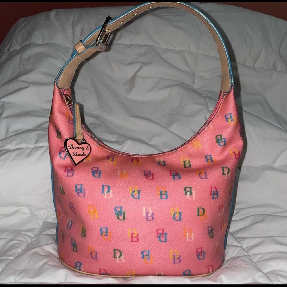 Dooney & Burke pink monogram bucket bag
